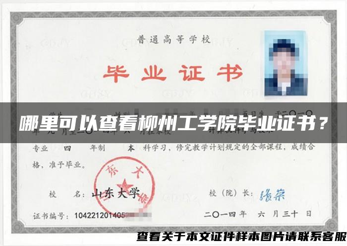 哪里可以查看柳州工学院毕业证书？