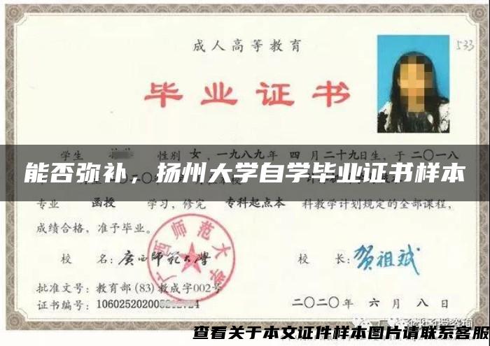 能否弥补，扬州大学自学毕业证书样本