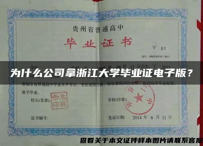 为什么公司拿浙江大学毕业证电子版？