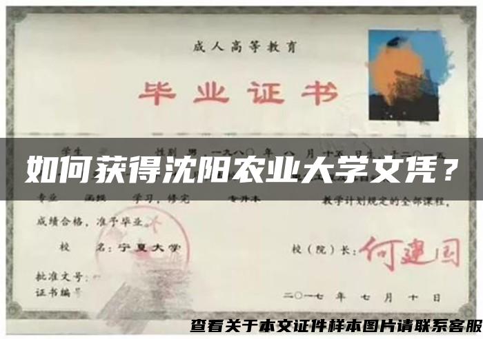 如何获得沈阳农业大学文凭？