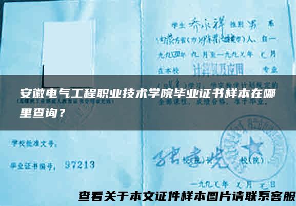 安徽电气工程职业技术学院毕业证书样本在哪里查询？