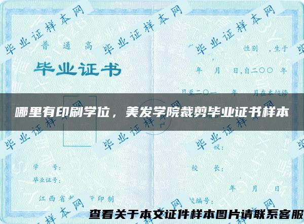 哪里有印刷学位，美发学院裁剪毕业证书样本