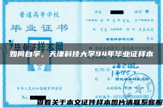 如何自学，天津科技大学94年毕业证样本