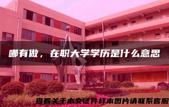 哪有做，在职大学学历是什么意思