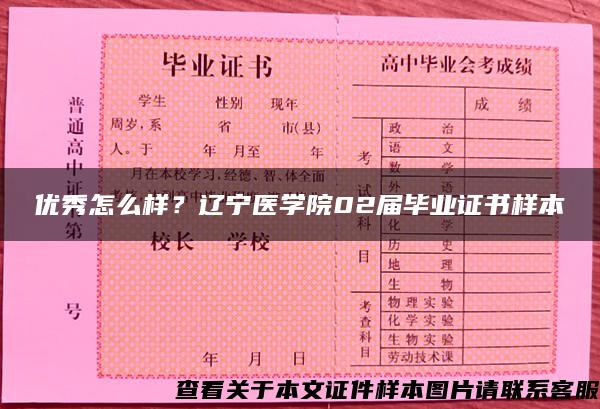 优秀怎么样？辽宁医学院02届毕业证书样本