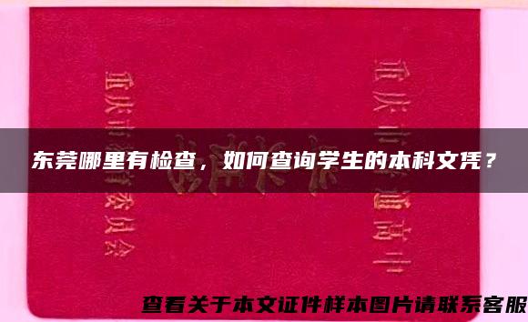 东莞哪里有检查，如何查询学生的本科文凭？