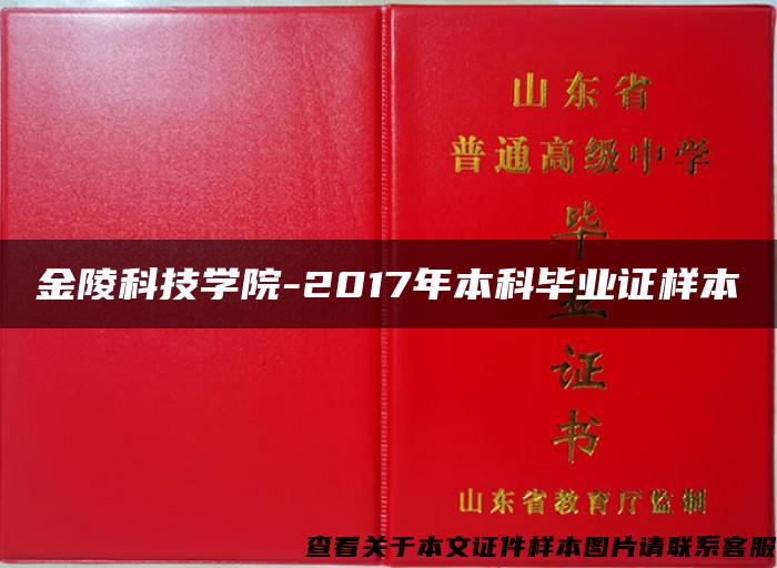 金陵科技学院-2017年本科毕业证样本