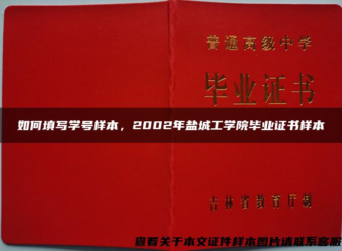 如何填写学号样本，2002年盐城工学院毕业证书样本