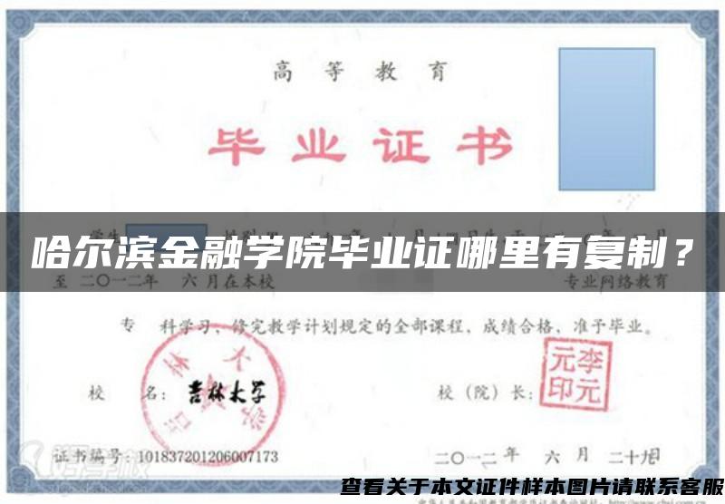 哈尔滨金融学院毕业证哪里有复制？