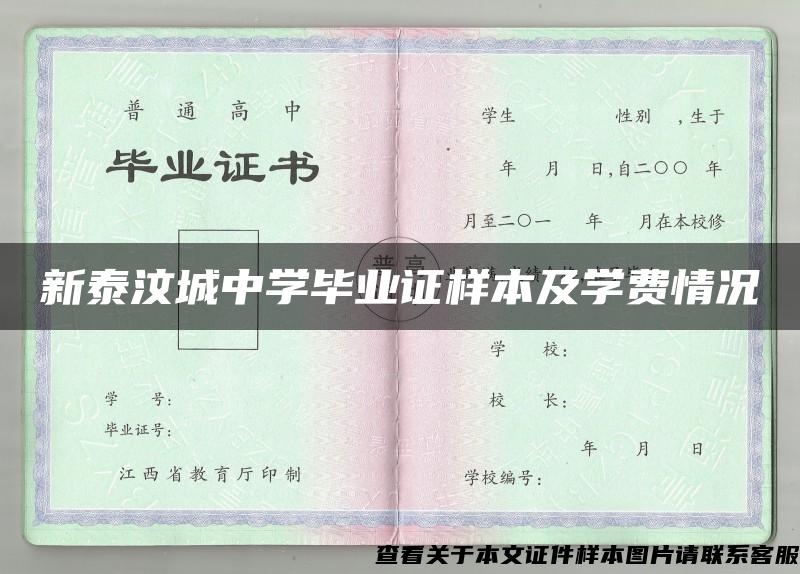 新泰汶城中学毕业证样本及学费情况