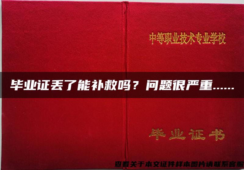 毕业证丢了能补救吗？问题很严重......