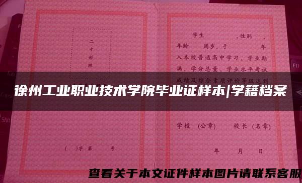 徐州工业职业技术学院毕业证样本|学籍档案