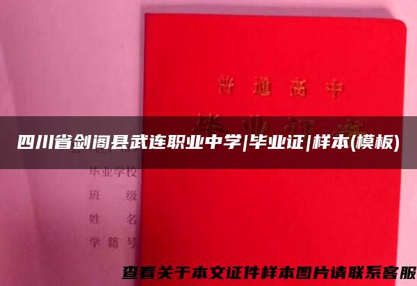 四川省剑阁县武连职业中学|毕业证|样本(模板)