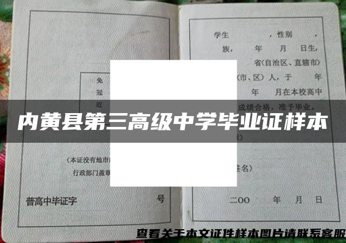 内黄县第三高级中学毕业证样本