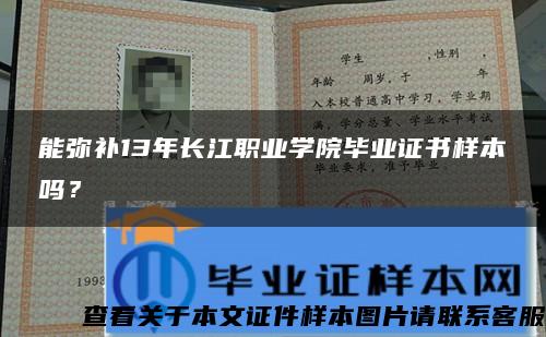 能弥补13年长江职业学院毕业证书样本吗？