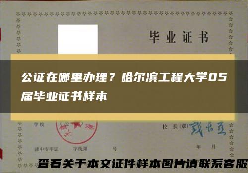 公证在哪里办理？哈尔滨工程大学05届毕业证书样本