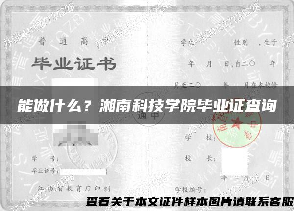 能做什么？湘南科技学院毕业证查询