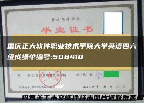 重庆正大软件职业技术学院大学英语四六级成绩单编号:508410