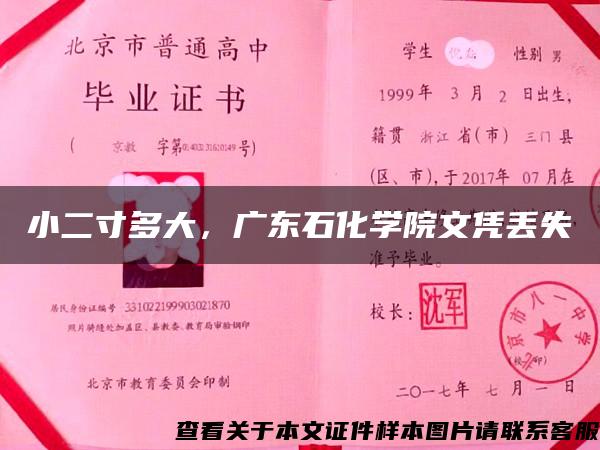 小二寸多大，广东石化学院文凭丢失