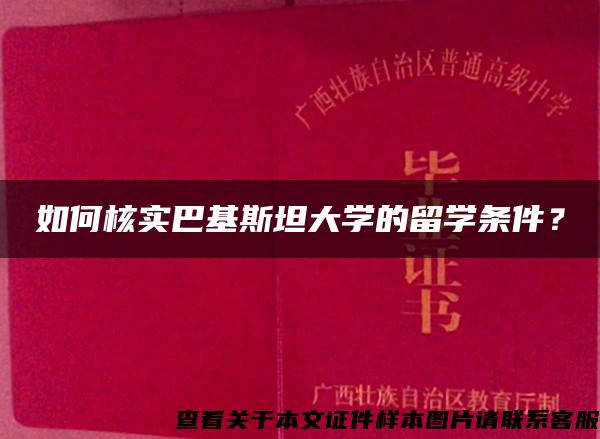 如何核实巴基斯坦大学的留学条件？