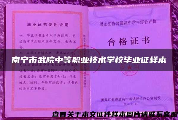 南宁市武院中等职业技术学校毕业证样本