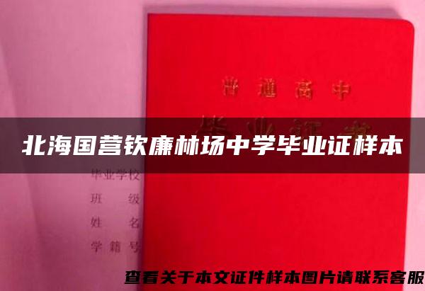 北海国营钦廉林场中学毕业证样本