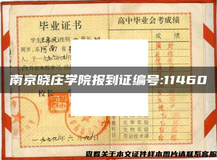 南京晓庄学院报到证编号:11460