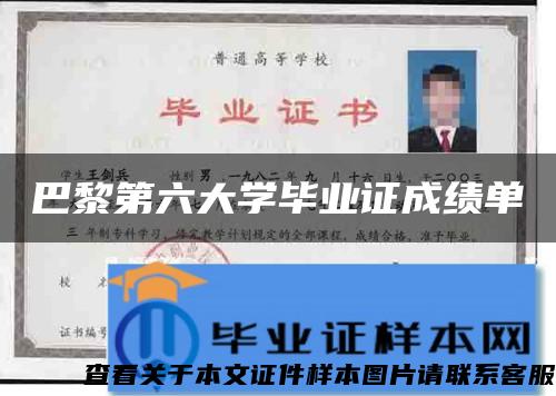 巴黎第六大学毕业证成绩单