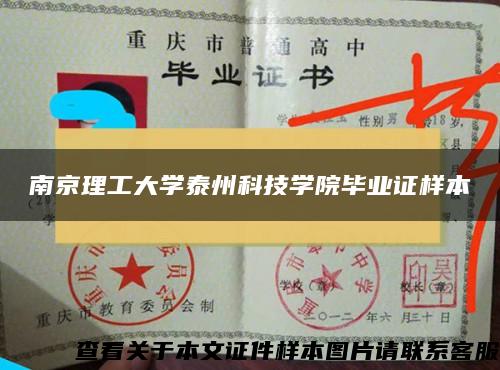 南京理工大学泰州科技学院毕业证样本