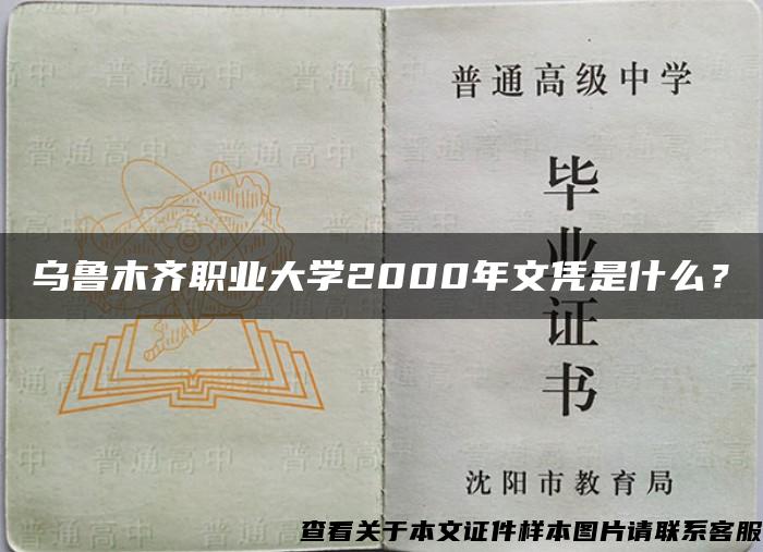 乌鲁木齐职业大学2000年文凭是什么？