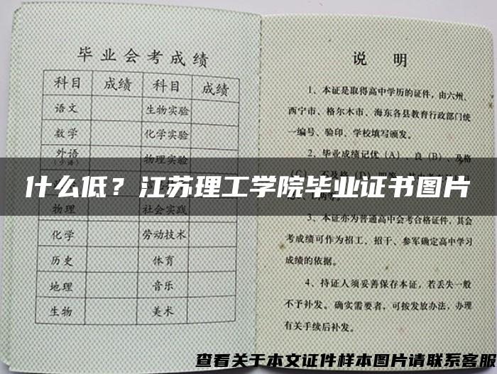 什么低？江苏理工学院毕业证书图片