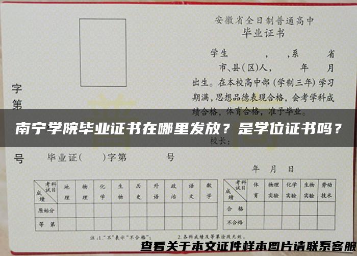 南宁学院毕业证书在哪里发放？是学位证书吗？