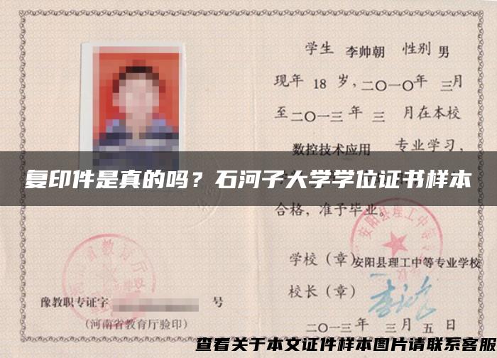 复印件是真的吗？石河子大学学位证书样本