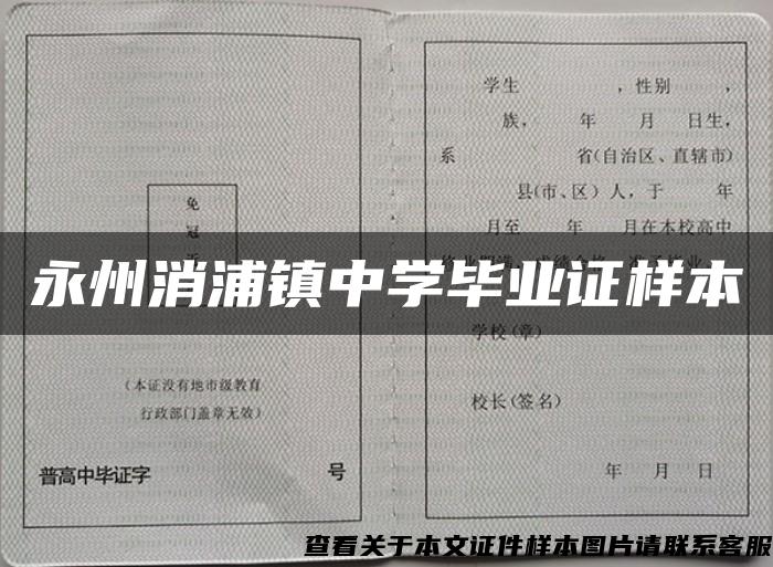 永州消浦镇中学毕业证样本