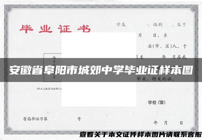 安徽省阜阳市城郊中学毕业证样本图