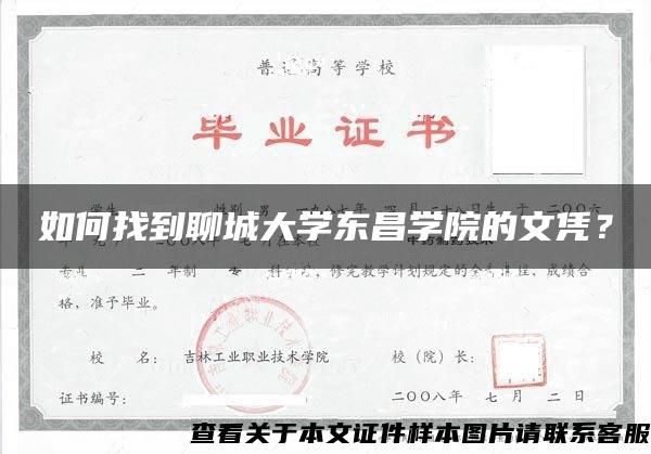 如何找到聊城大学东昌学院的文凭？