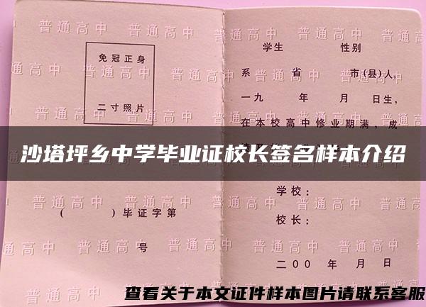 沙塔坪乡中学毕业证校长签名样本介绍