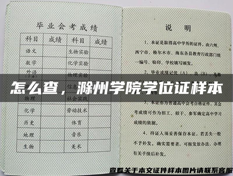 怎么查，滁州学院学位证样本