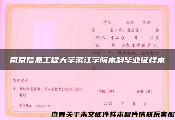 南京信息工程大学滨江学院本科毕业证样本