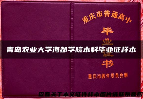 青岛农业大学海都学院本科毕业证样本