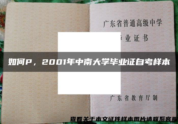 如何P，2001年中南大学毕业证自考样本