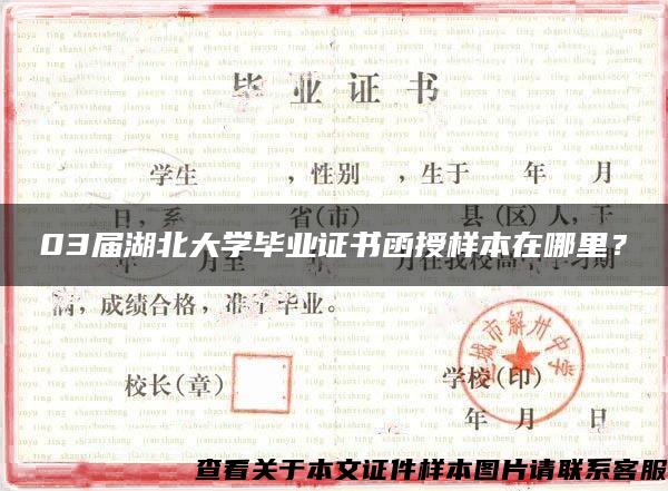 03届湖北大学毕业证书函授样本在哪里？