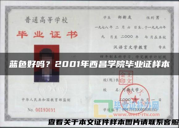 蓝色好吗？2001年西昌学院毕业证样本