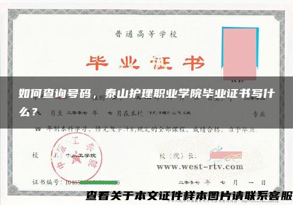 如何查询号码，泰山护理职业学院毕业证书写什么？