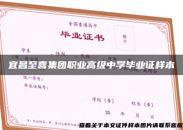 宜昌至喜集团职业高级中学毕业证样本