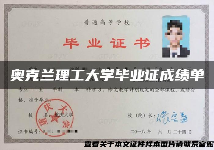 奥克兰理工大学毕业证成绩单