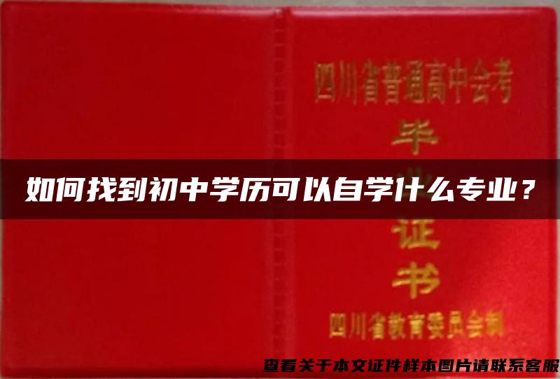 如何找到初中学历可以自学什么专业？