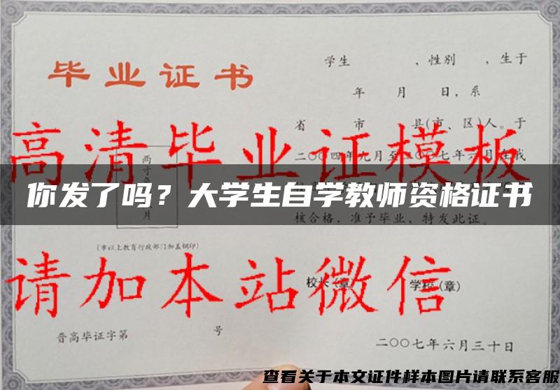 你发了吗？大学生自学教师资格证书