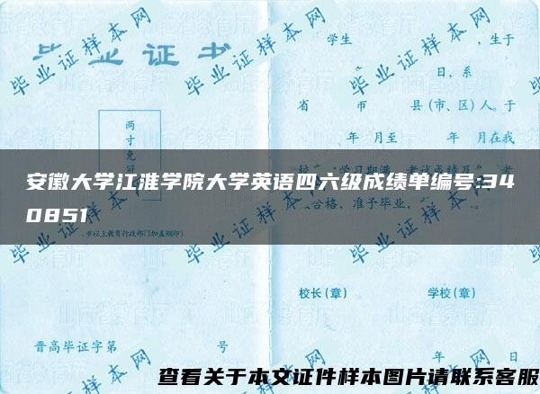 安徽大学江淮学院大学英语四六级成绩单编号:340851