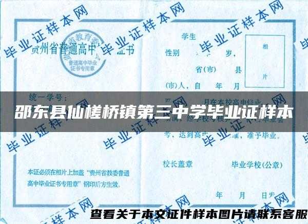 邵东县仙槎桥镇第三中学毕业证样本